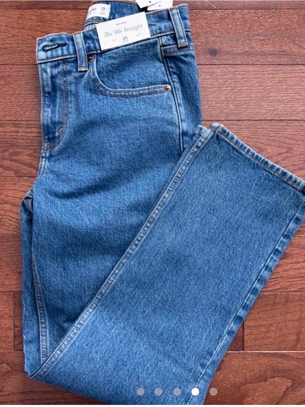 Abercrombie & Fitch Medium Blue High-Rise Straight Jeans - Picture 4 of 5